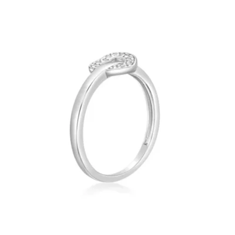 Diamond Accent Heart Shaped Promise Ring Sterling Silver