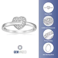 Diamond Accent Heart Shaped Promise Ring Sterling Silver