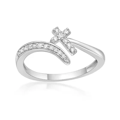 1/6 ct. t.w. Diamond Cross Purity Ring Sterling Silver