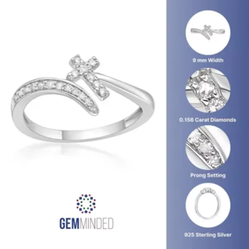 1/6 ct. t.w. Diamond Cross Purity Ring Sterling Silver