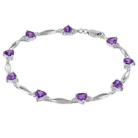 Heart Gemstone Bracelet Sterling Silver