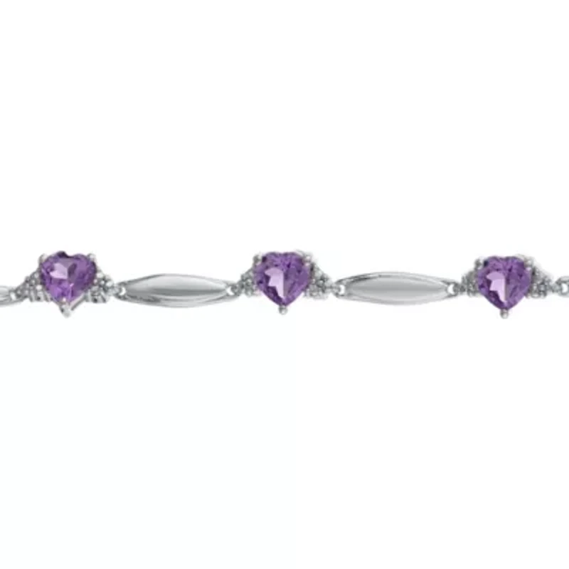 Heart Gemstone Bracelet Sterling Silver