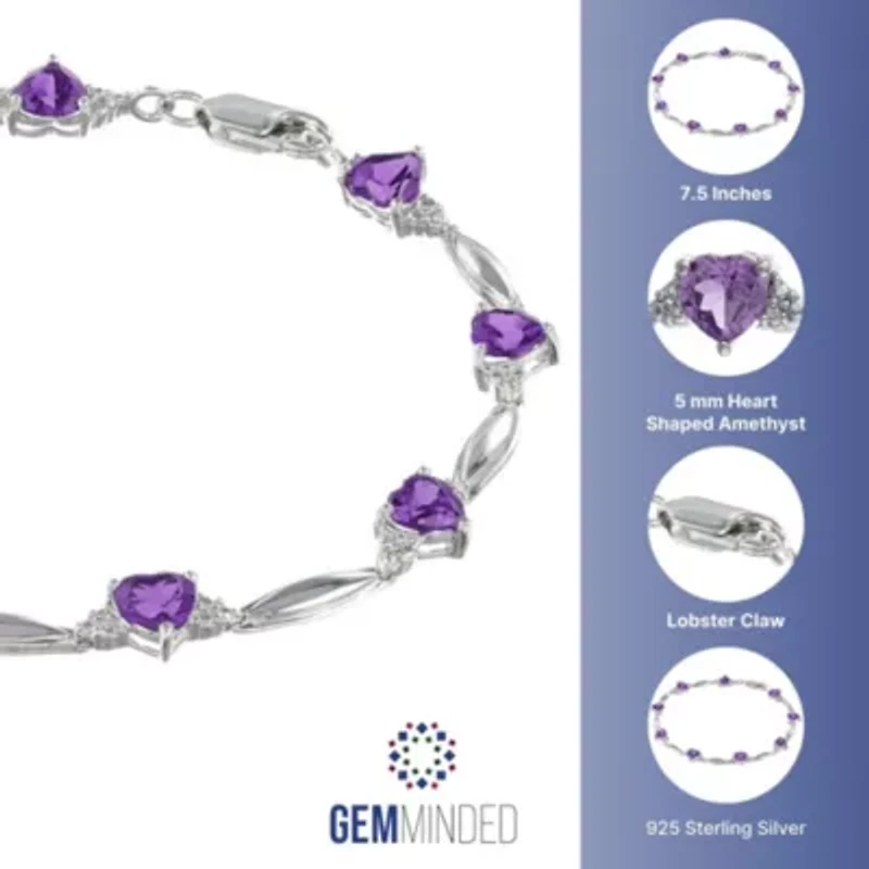 Heart Gemstone Bracelet Sterling Silver