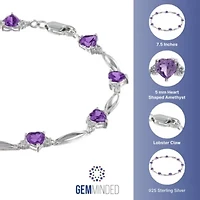 Heart Gemstone Bracelet Sterling Silver