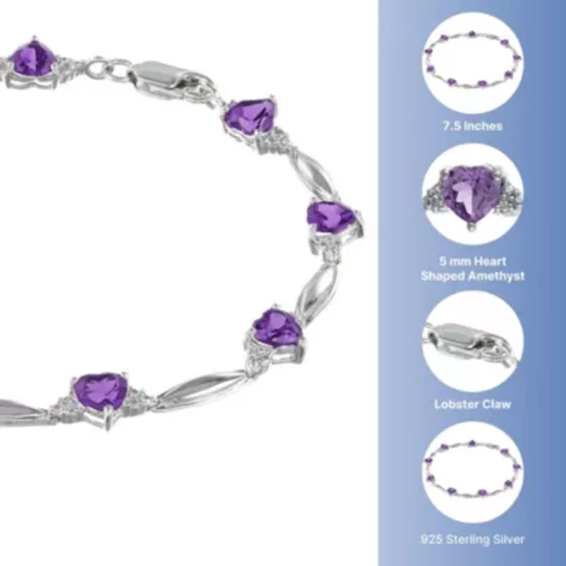 Heart Gemstone Bracelet Sterling Silver