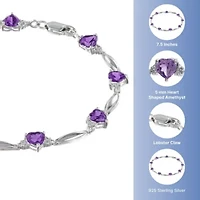 Heart Gemstone Bracelet Sterling Silver