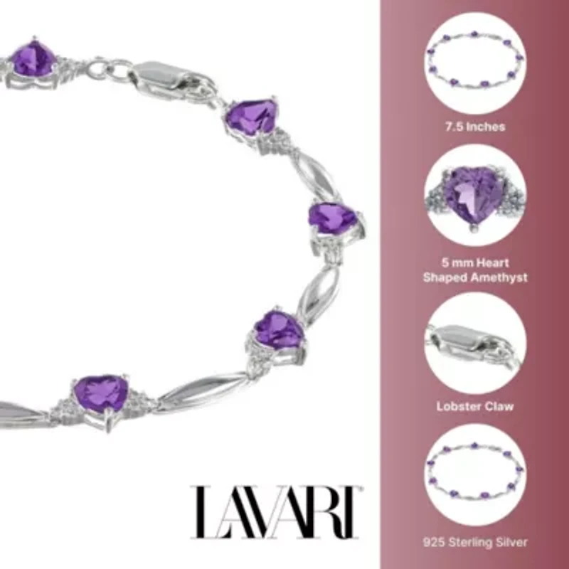 Heart Gemstone Bracelet Sterling Silver