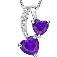 Lab Created Double Heart Gemstone Pendant Sterling Silver