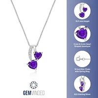 Lab Created Double Heart Gemstone Pendant Sterling Silver