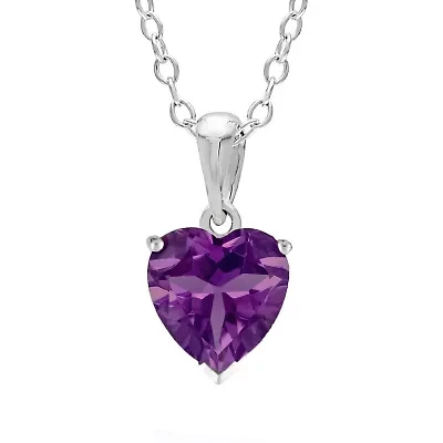 Heart-Shaped Gemstone Pendant Sterling Silver