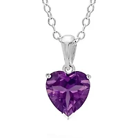 Heart-Shaped Gemstone Pendant Sterling Silver