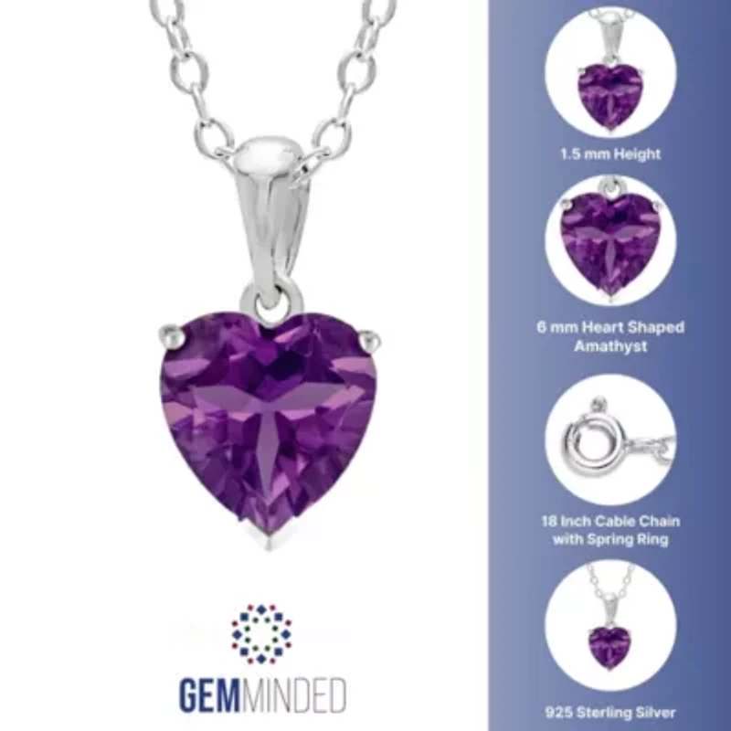 Heart-Shaped Gemstone Pendant Sterling Silver