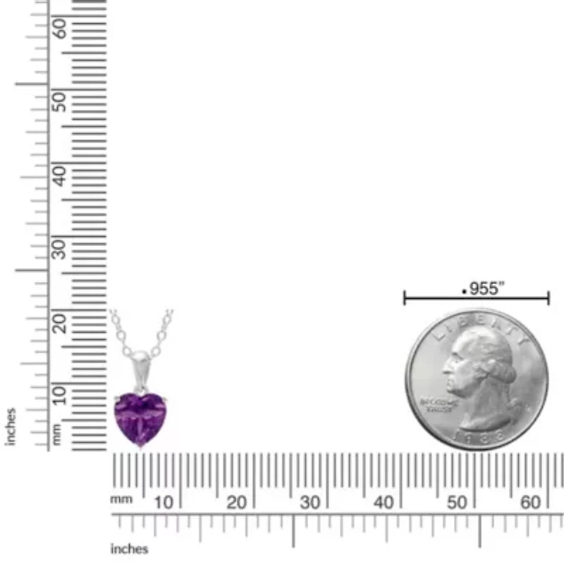 Heart-Shaped Gemstone Pendant Sterling Silver