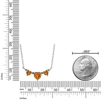 Three Heart Gemstone Pendant Necklace Sterling Silver