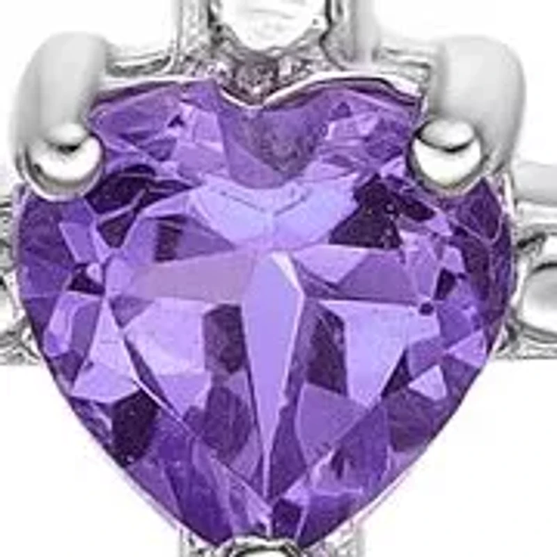 Lab Created Heart-Shaped Gemstone Cross Pendant Sterling Silver