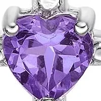 Lab Created Heart-Shaped Gemstone Cross Pendant Sterling Silver