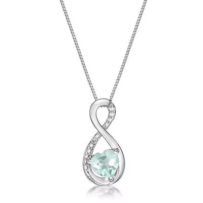 Lab Created Heart-Shaped Gemstone Infinity Pendant Sterling Silver