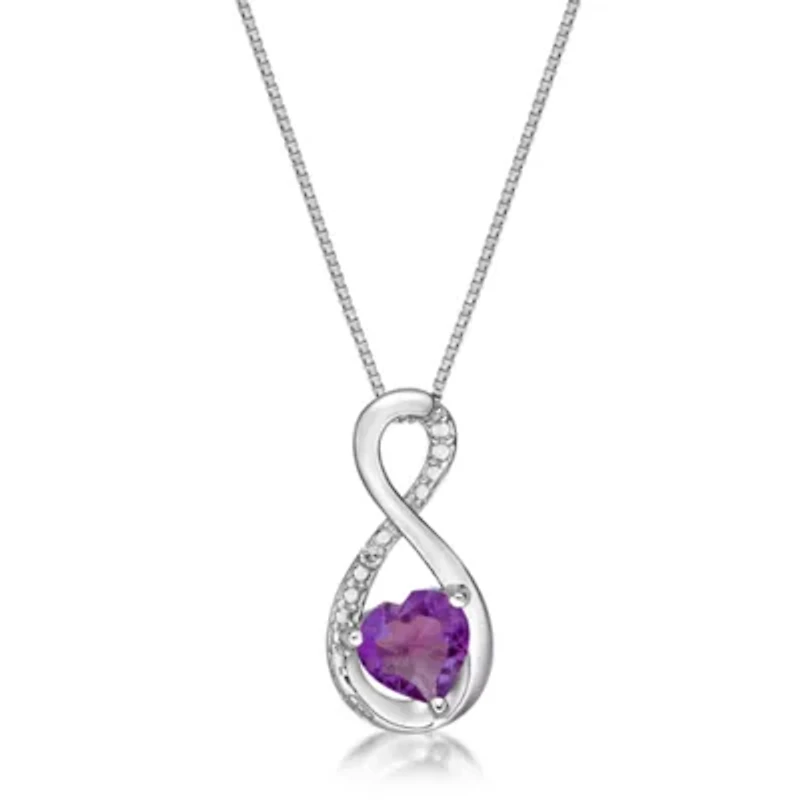 Heart-Shaped Gemstone Infinity Pendant Sterling Silver