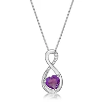 Heart-Shaped Gemstone Infinity Pendant Sterling Silver