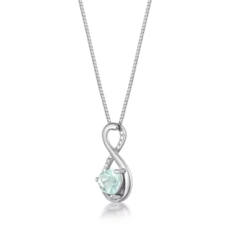 Lab Created Heart-Shaped Gemstone Infinity Pendant Sterling Silver