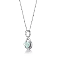 Lab Created Heart-Shaped Gemstone Infinity Pendant Sterling Silver