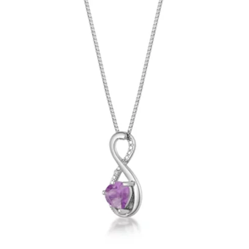 Heart-Shaped Gemstone Infinity Pendant Sterling Silver