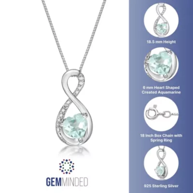 Lab Created Heart-Shaped Gemstone Infinity Pendant Sterling Silver