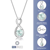 Lab Created Heart-Shaped Gemstone Infinity Pendant Sterling Silver