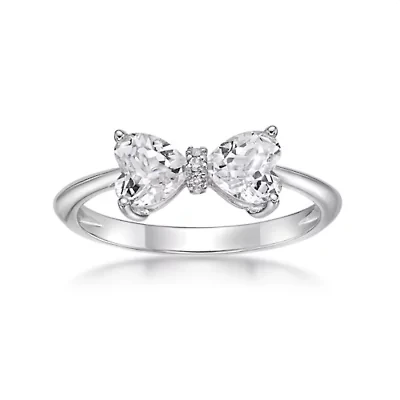 Gemstone and Diamond Accent Ring Gold Plated Silver