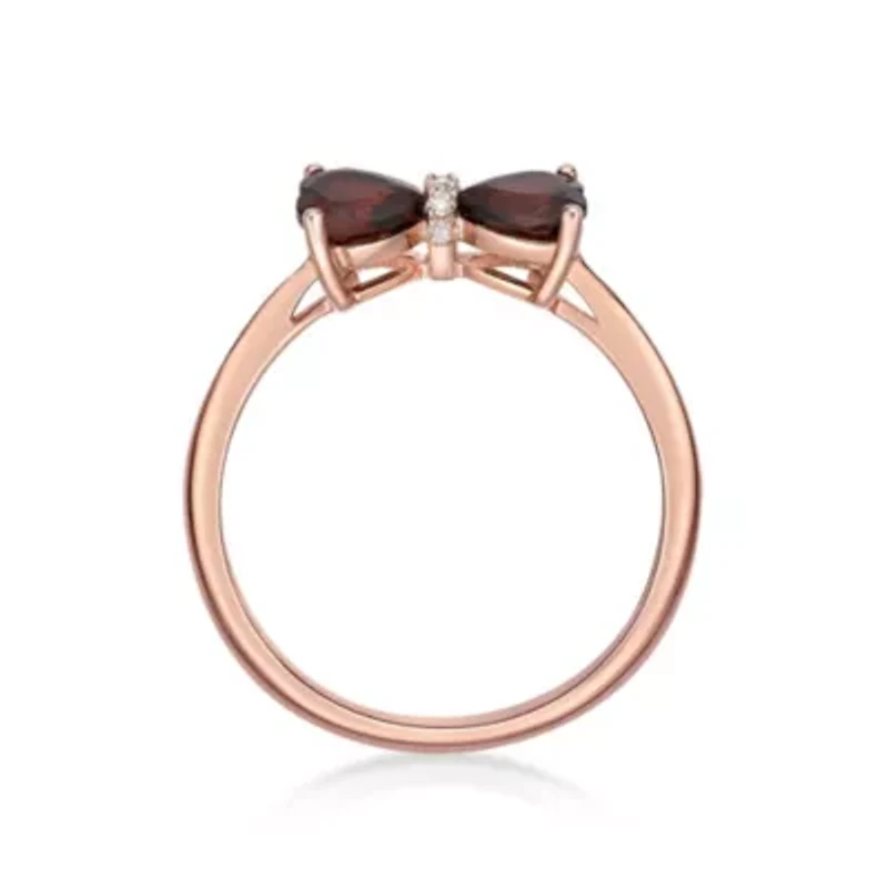 Gemstone and Diamond Accent Ring Gold Plated Silver