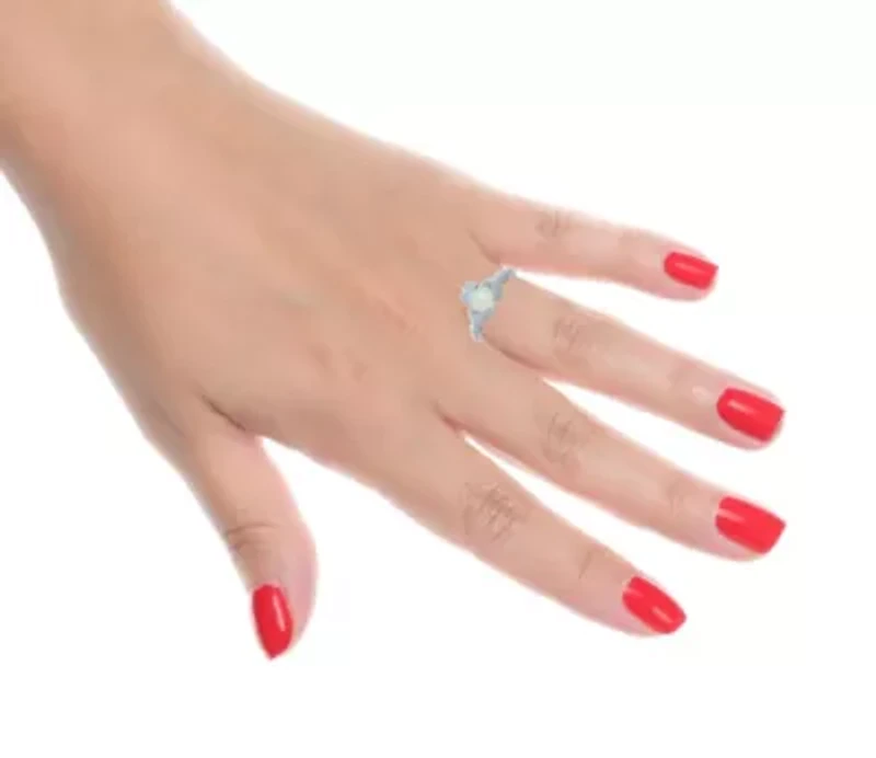 Gemstone and Diamond Accent Claddagh Ring Sterling Silver