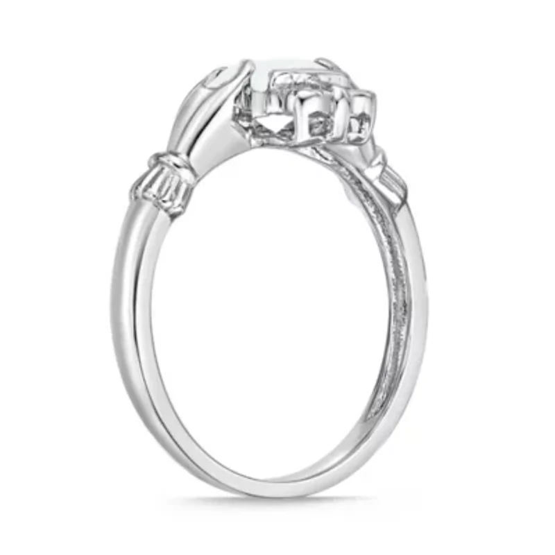 Gemstone and Diamond Accent Claddagh Ring Sterling Silver