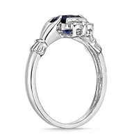 Gemstone and Diamond Accent Claddagh Ring Sterling Silver