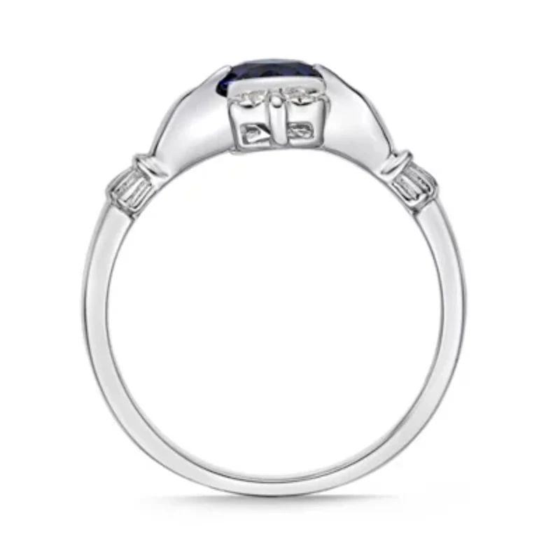 Gemstone and Diamond Accent Claddagh Ring Sterling Silver