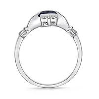 Gemstone and Diamond Accent Claddagh Ring Sterling Silver
