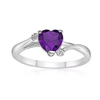 Heart-Shaped Gemstone and White Topaz Ring Sterling Silver