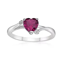 Heart-Shaped Gemstone and White Topaz Ring Sterling Silver