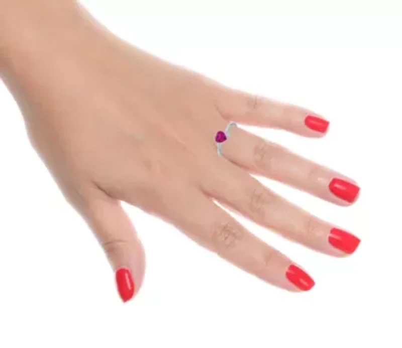 Heart-Shaped Gemstone and White Topaz Ring Sterling Silver