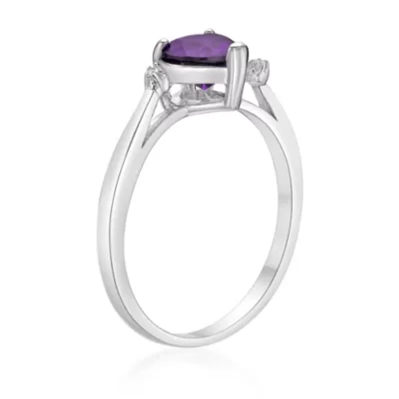 Heart-Shaped Gemstone and White Topaz Ring Sterling Silver