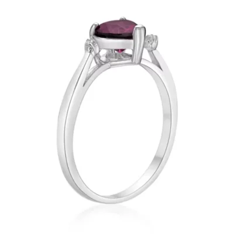 Heart-Shaped Gemstone and White Topaz Ring Sterling Silver