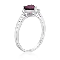 Heart-Shaped Gemstone and White Topaz Ring Sterling Silver