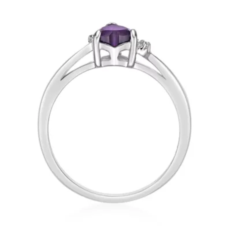 Heart-Shaped Gemstone and White Topaz Ring Sterling Silver
