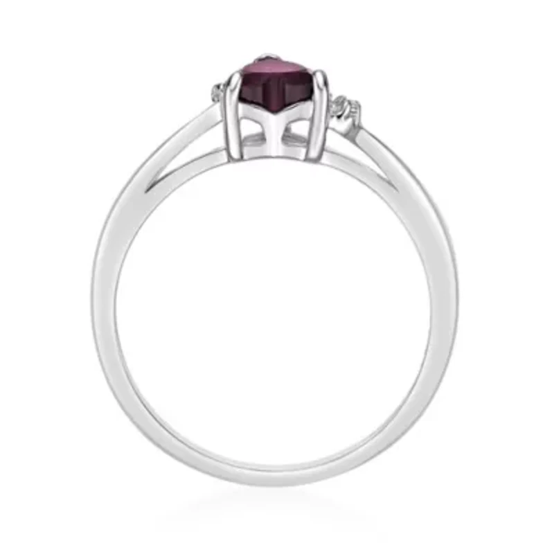 Heart-Shaped Gemstone and White Topaz Ring Sterling Silver