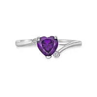 Heart-Shaped Gemstone and White Topaz Ring Sterling Silver
