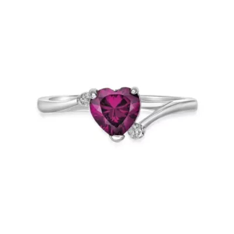 Heart-Shaped Gemstone and White Topaz Ring Sterling Silver