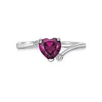 Heart-Shaped Gemstone and White Topaz Ring Sterling Silver