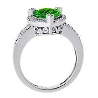 Lab Created Gemstone and Diamond Accent Heart Ring Sterling Silver