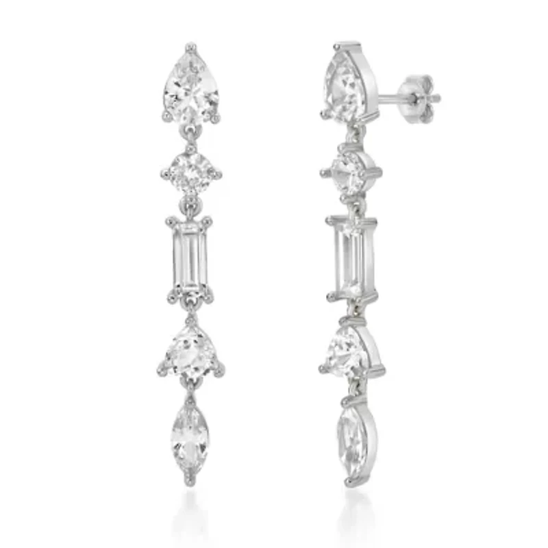 Lab Created 5 ct. t.w. White Sapphire Drop Earrings Sterling Silver