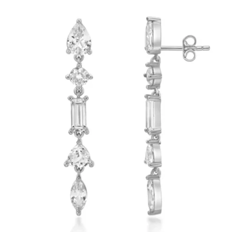 Lab Created 5 ct. t.w. White Sapphire Drop Earrings Sterling Silver