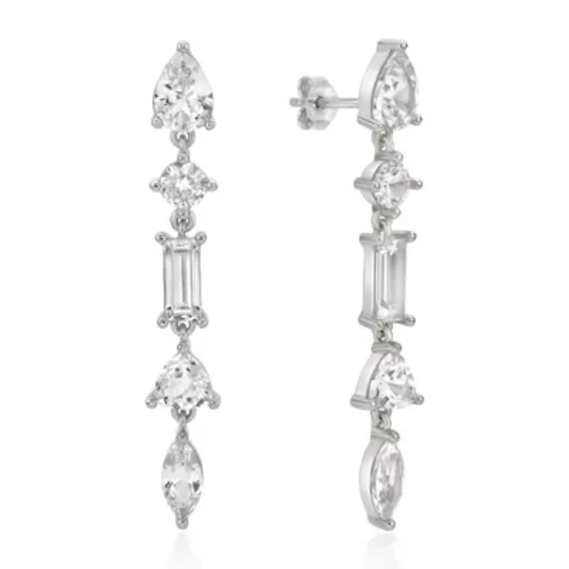Lab Created 5 ct. t.w. White Sapphire Drop Earrings Sterling Silver